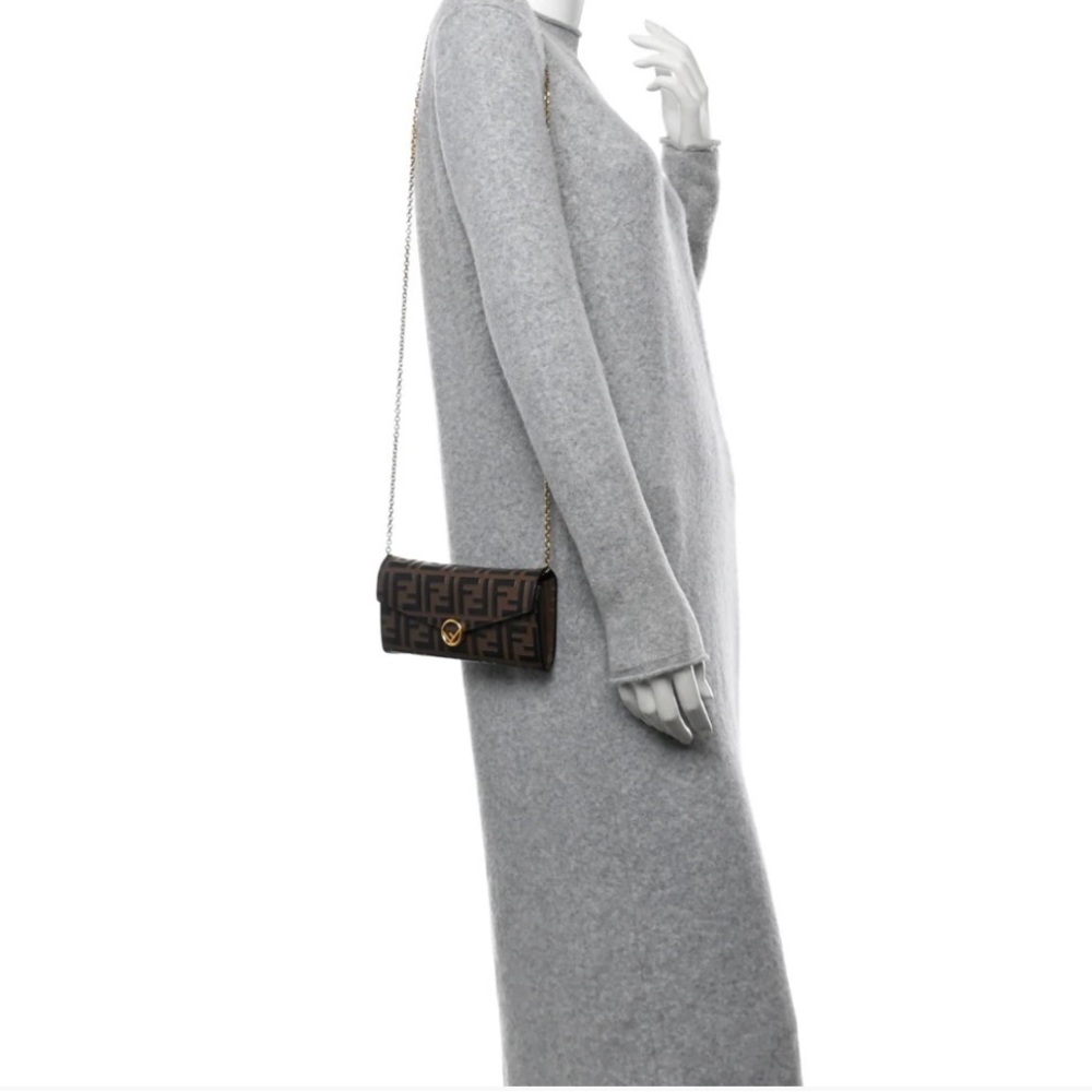FENDI - Monogram Crossbody Bag with Gold Chain includes Billfold & Wallet - Picture 9 of 13